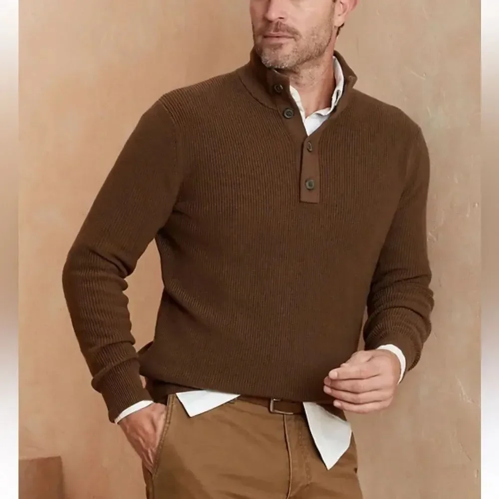 Banana Republic Brown Mock Neck Ribbed Sweater Men’s Large